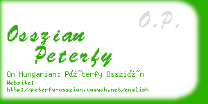 osszian peterfy business card